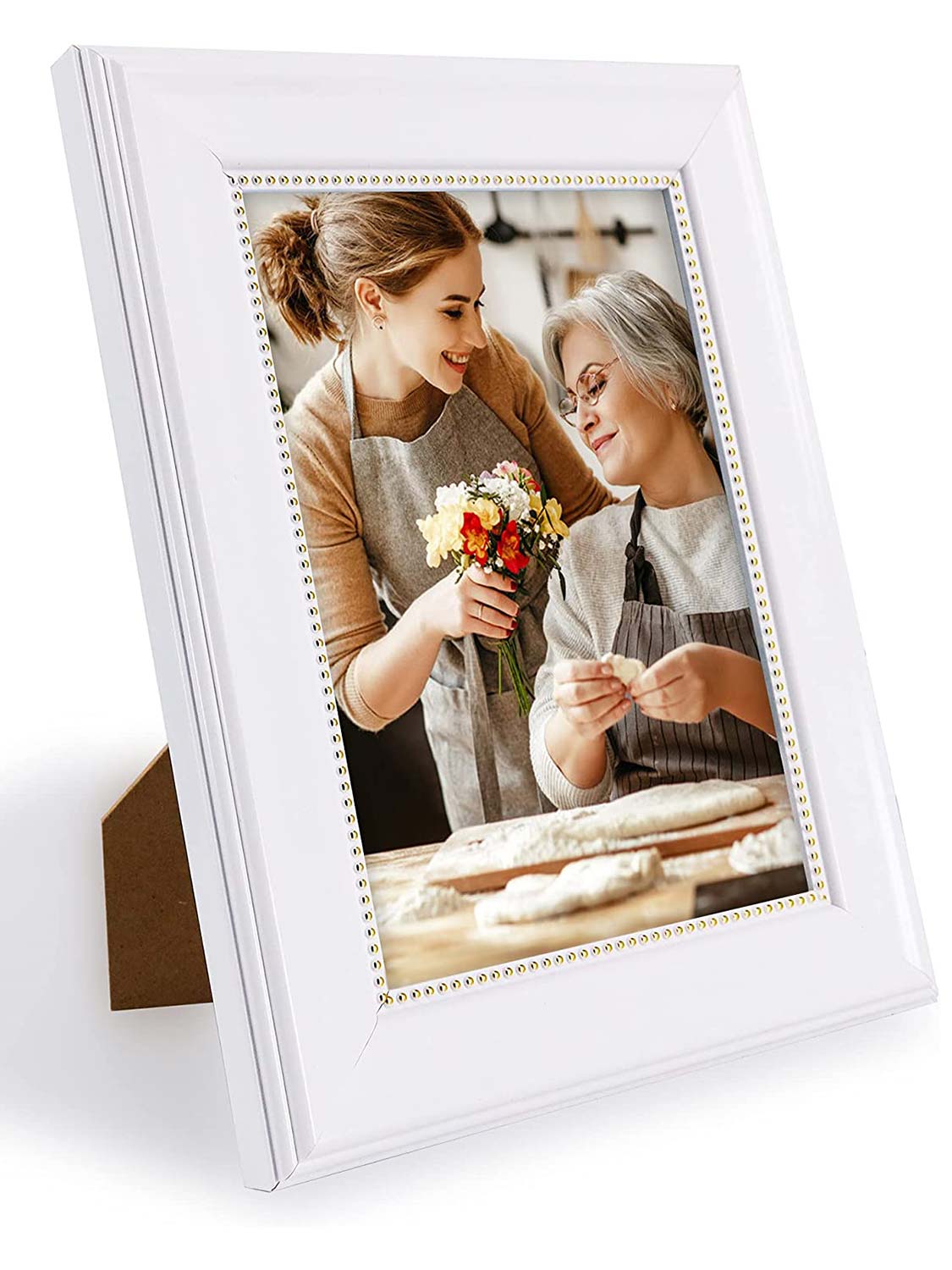 Wooden Gold Trim Picture Frame with High Definition Glass Set of 2 - Various Colors & Sizes Available