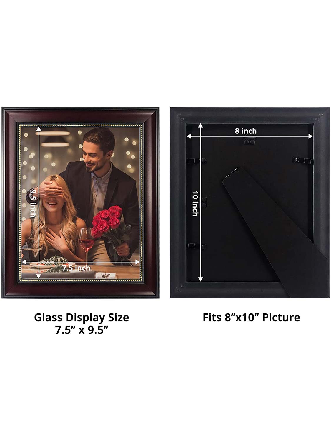 Wooden Gold Trim Picture Frame with High Definition Glass Set of 2 - Various Colors & Sizes Available