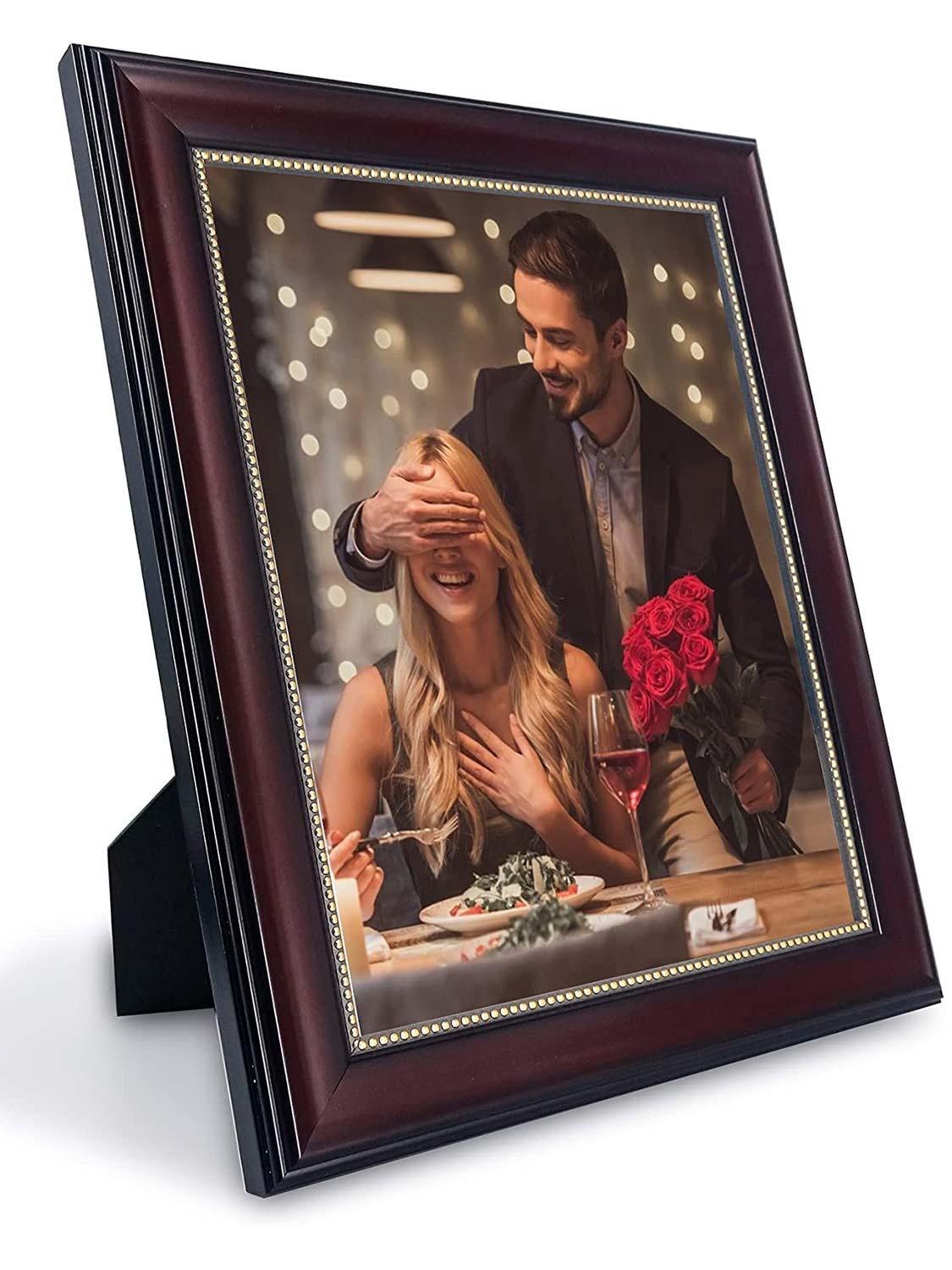 Wooden Gold Trim Picture Frame with High Definition Glass Set of 2 - Various Colors & Sizes Available