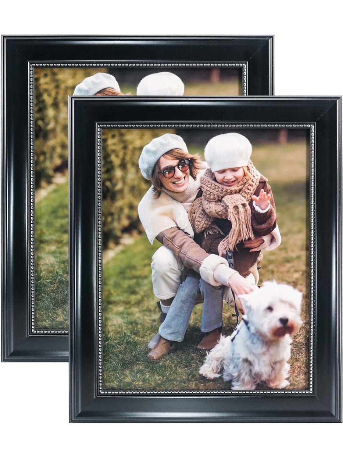 Gold Beaded Trim Picture Frame with High Definition Glass Set of 2 - Various Colors & Sizes Available