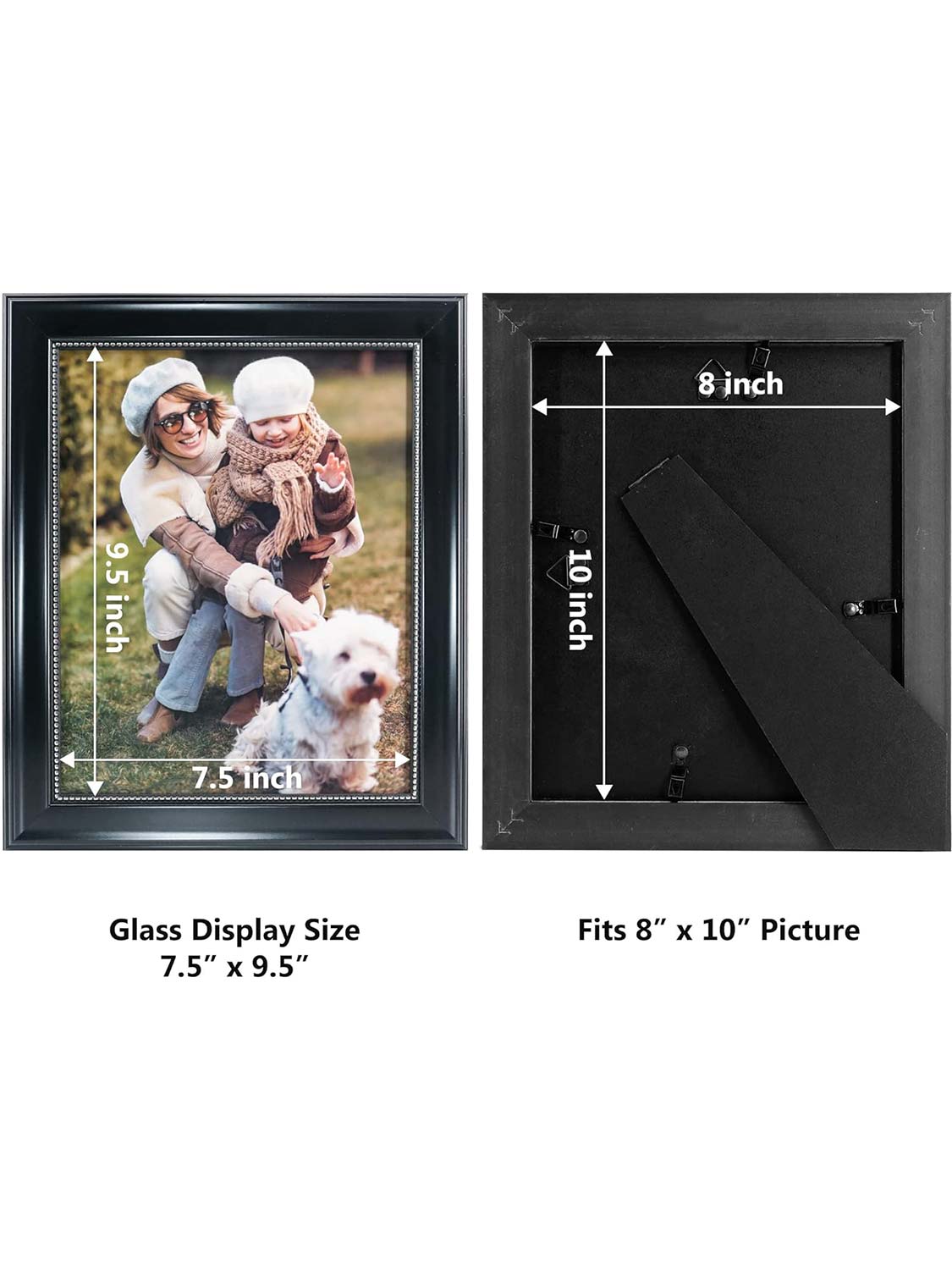 Gold Beaded Trim Picture Frame with High Definition Glass Set of 2 - Various Colors & Sizes Available