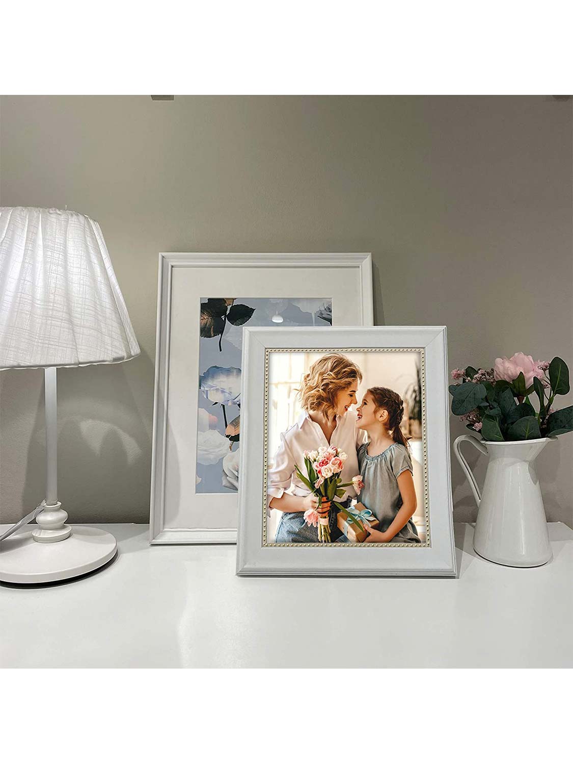 Wooden Gold Trim Picture Frame with High Definition Glass Set of 2 - Various Colors & Sizes Available