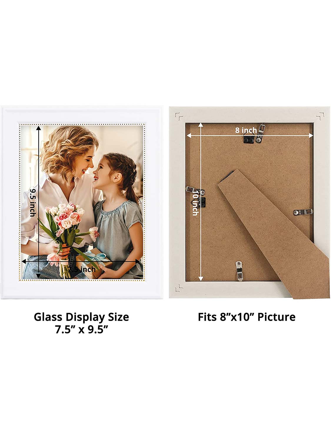 Wooden Gold Trim Picture Frame with High Definition Glass Set of 2 - Various Colors & Sizes Available