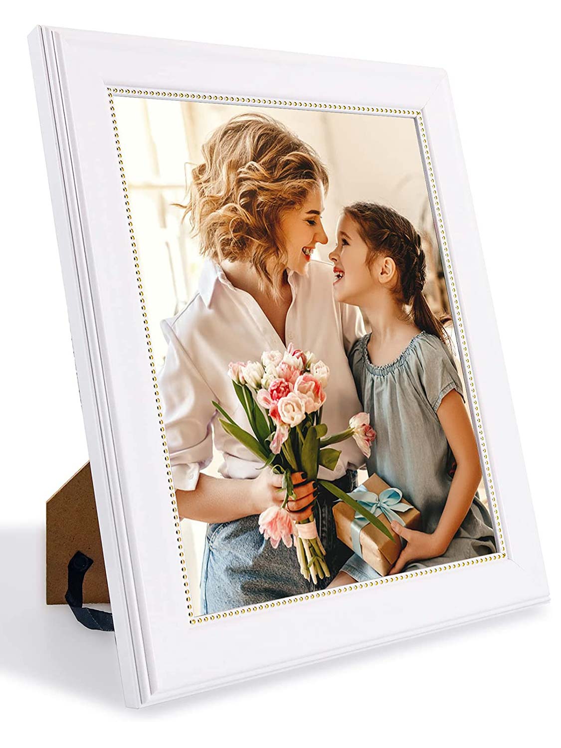 Wooden Gold Trim Picture Frame with High Definition Glass Set of 2 - Various Colors & Sizes Available