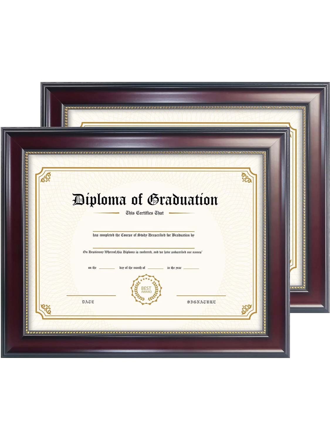 Mahogany Academic Certificate Diploma Frames - Various Sizes & Mat Colors Available