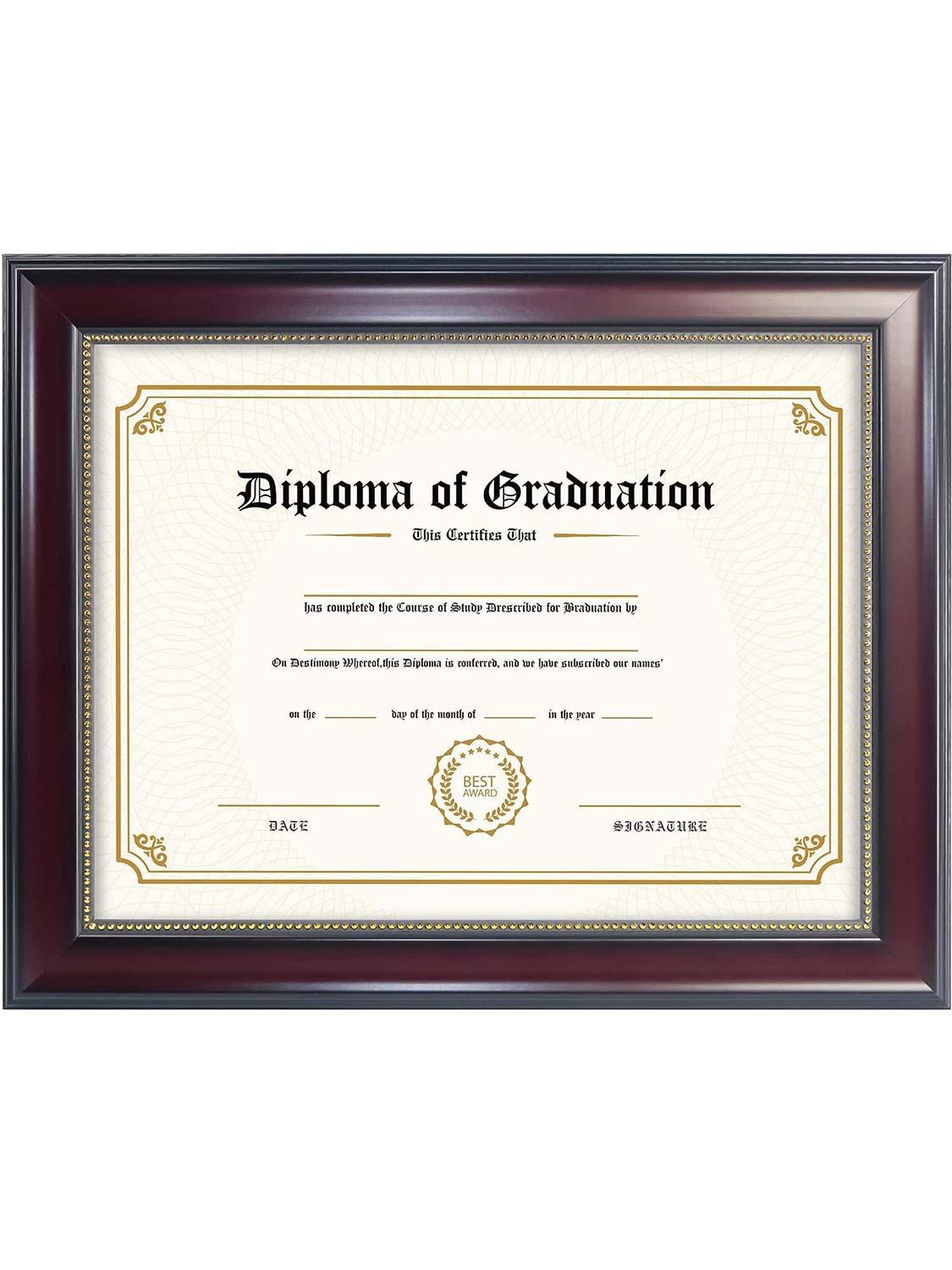 Mahogany Academic Certificate Diploma Frames - Various Sizes & Mat Colors Available