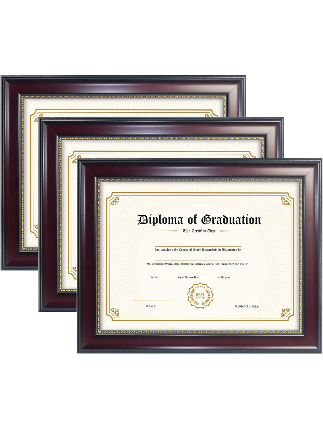 Mahogany Academic Certificate Diploma Frames - Various Sizes & Mat Colors Available