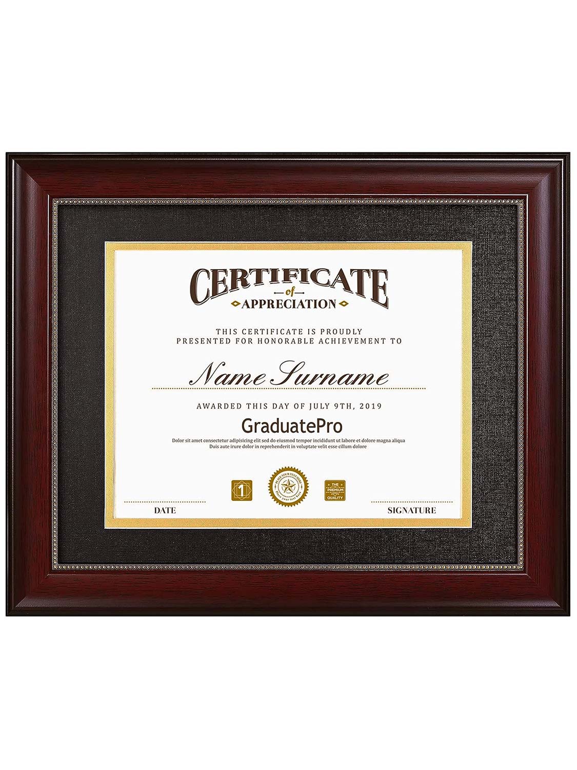 Mahogany Academic Certificate Diploma Frames - Various Sizes & Mat Colors Available