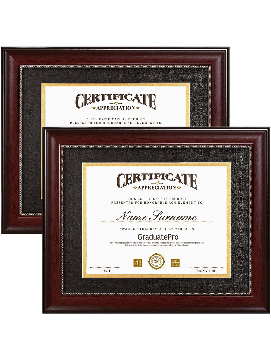 Mahogany Academic Certificate Diploma Frames - Various Sizes & Mat Colors Available