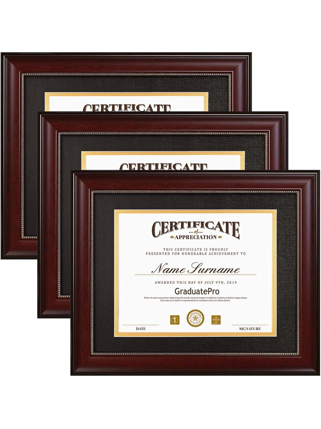 Mahogany Academic Certificate Diploma Frames - Various Sizes & Mat Colors Available