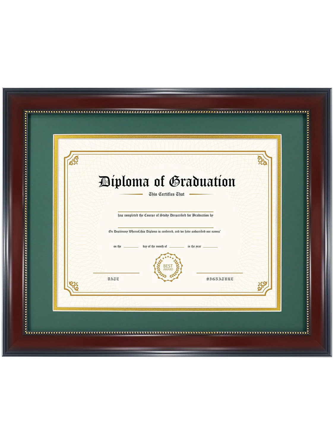 Mahogany Academic Certificate Diploma Frames - Various Sizes & Mat Colors Available