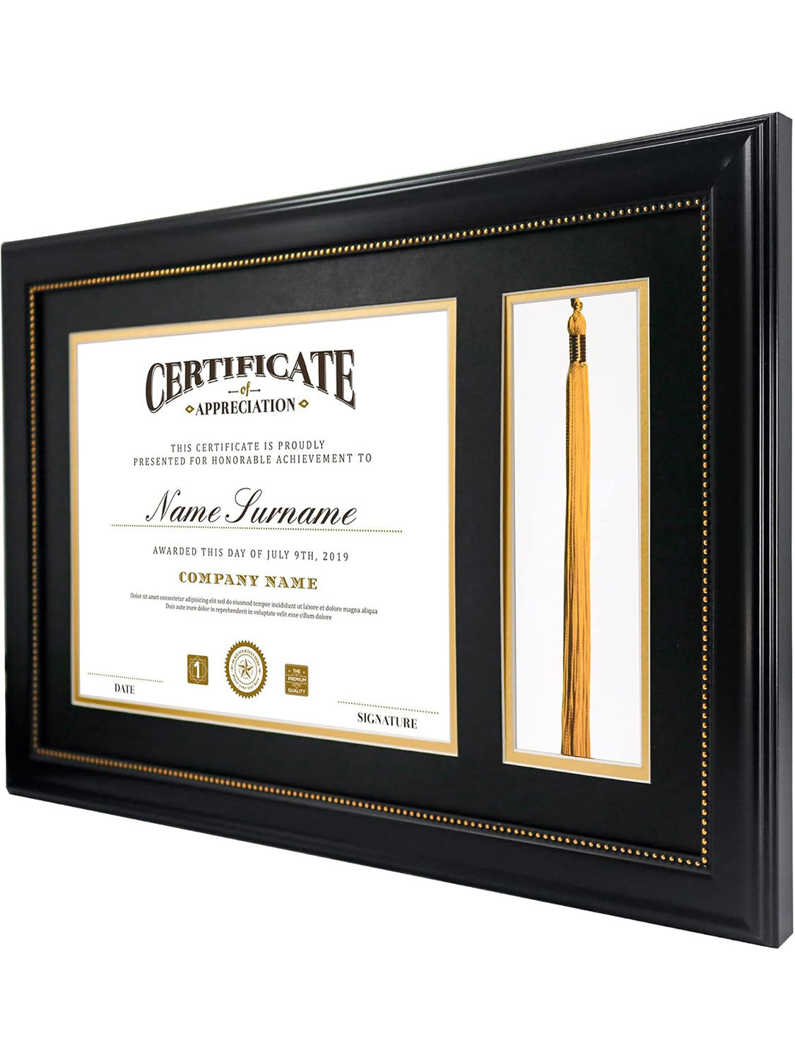 Black Academic Certificate Diploma Frames - Various Sizes & Mat Colors Available