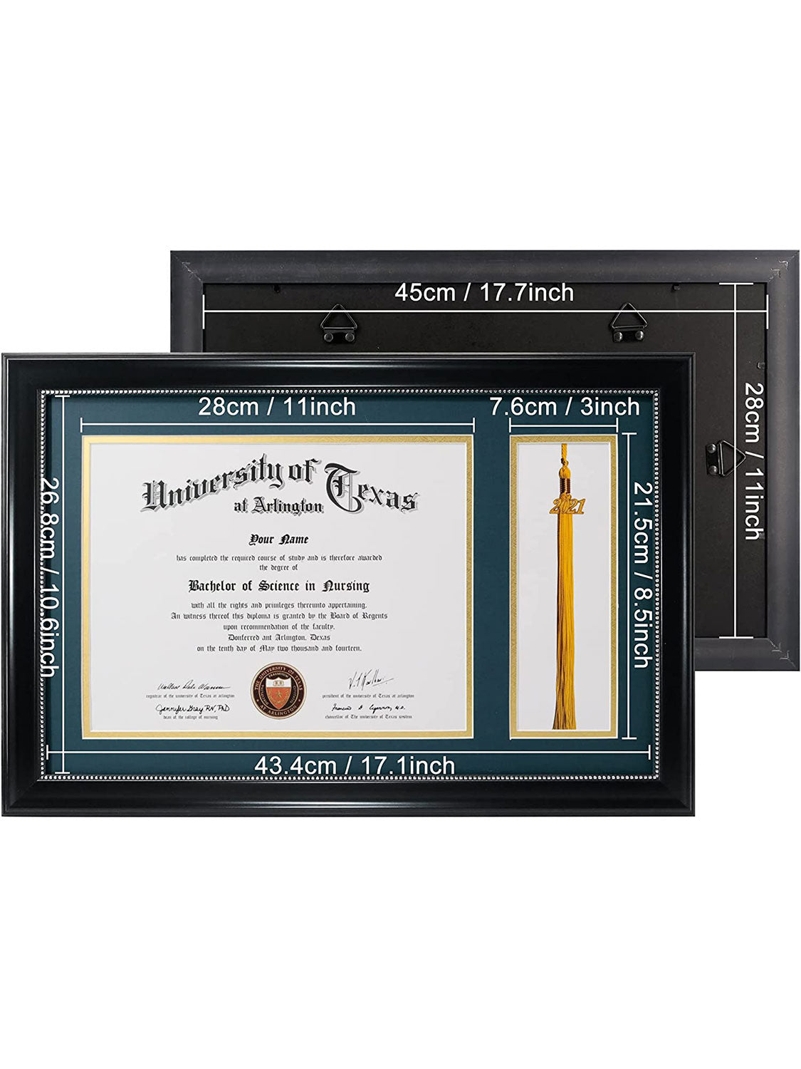 Black Academic Certificate Diploma Frames - Various Sizes & Mat Colors Available