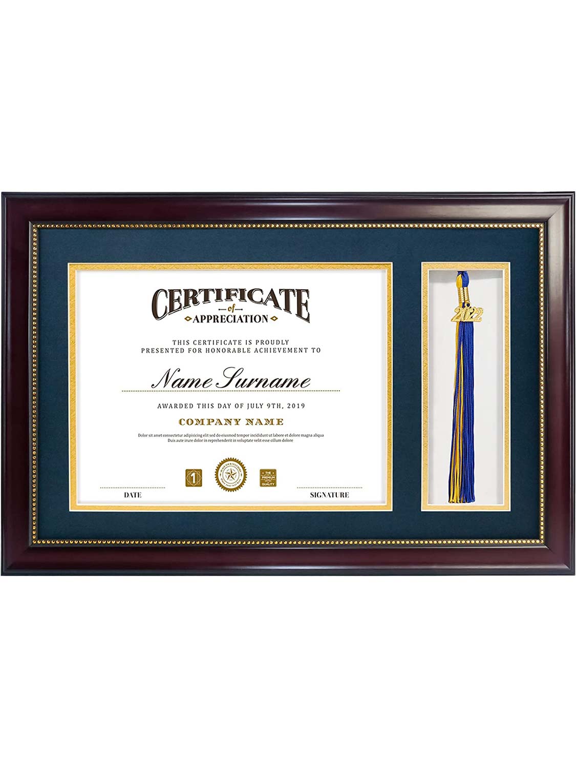 Mahogany Academic Certificate Diploma Frames - Various Sizes & Mat Colors Available