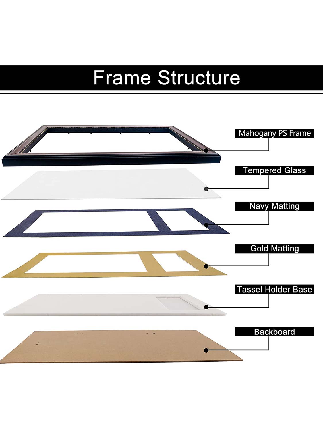 Mahogany Academic Certificate Diploma Frames - Various Sizes & Mat Colors Available