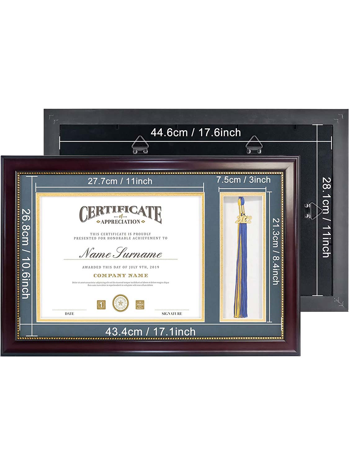 Mahogany Academic Certificate Diploma Frames - Various Sizes & Mat Colors Available