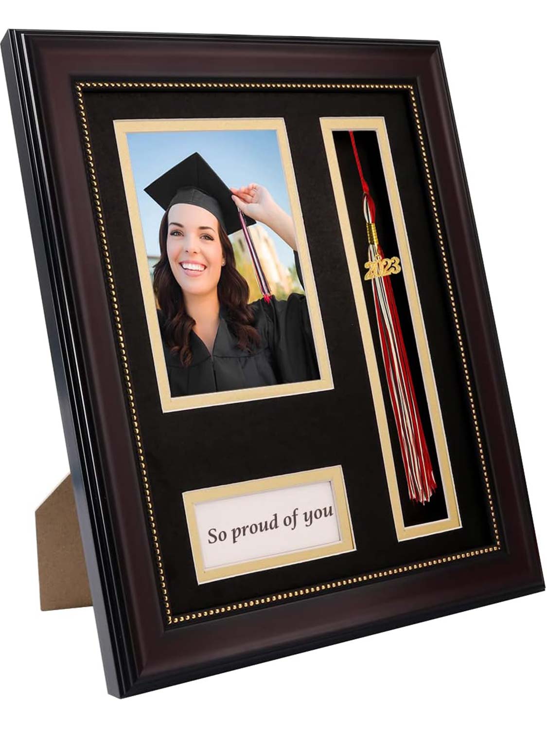 Mahogany Wooden Look Gold Trim with Tassel Holder Picture Frame - 3 Sizes Available