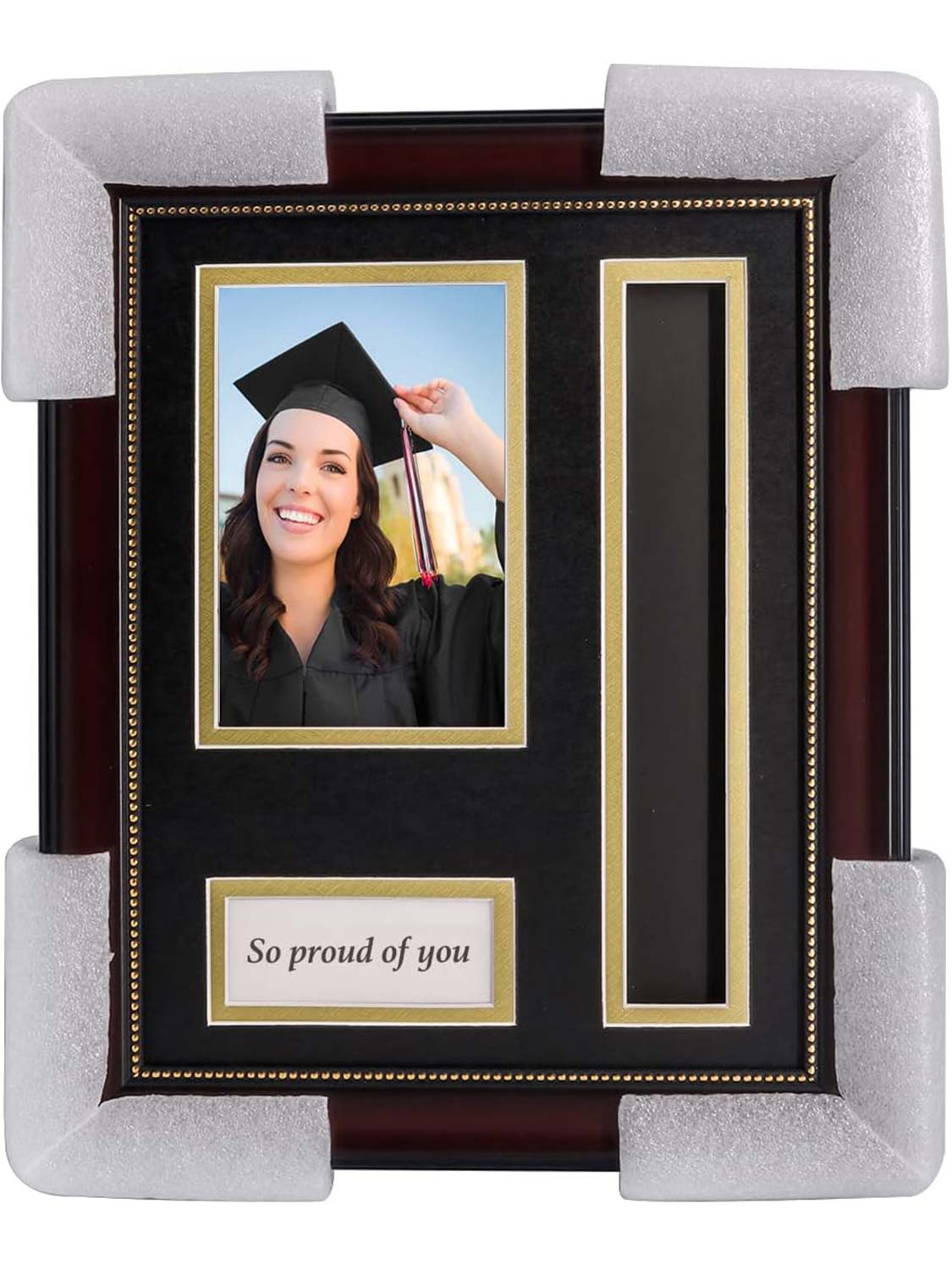 Mahogany Wooden Look Gold Trim with Tassel Holder Picture Frame - 3 Sizes Available