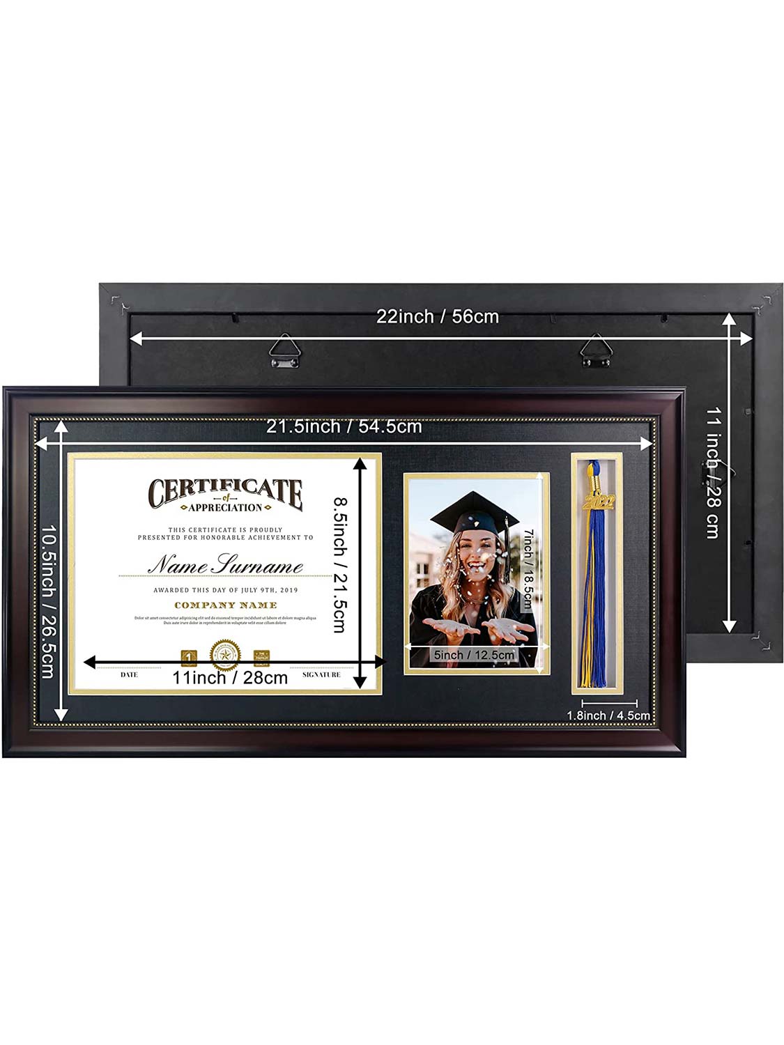 Mahogany Academic Certificate Diploma Frames - Various Sizes & Mat Colors Available