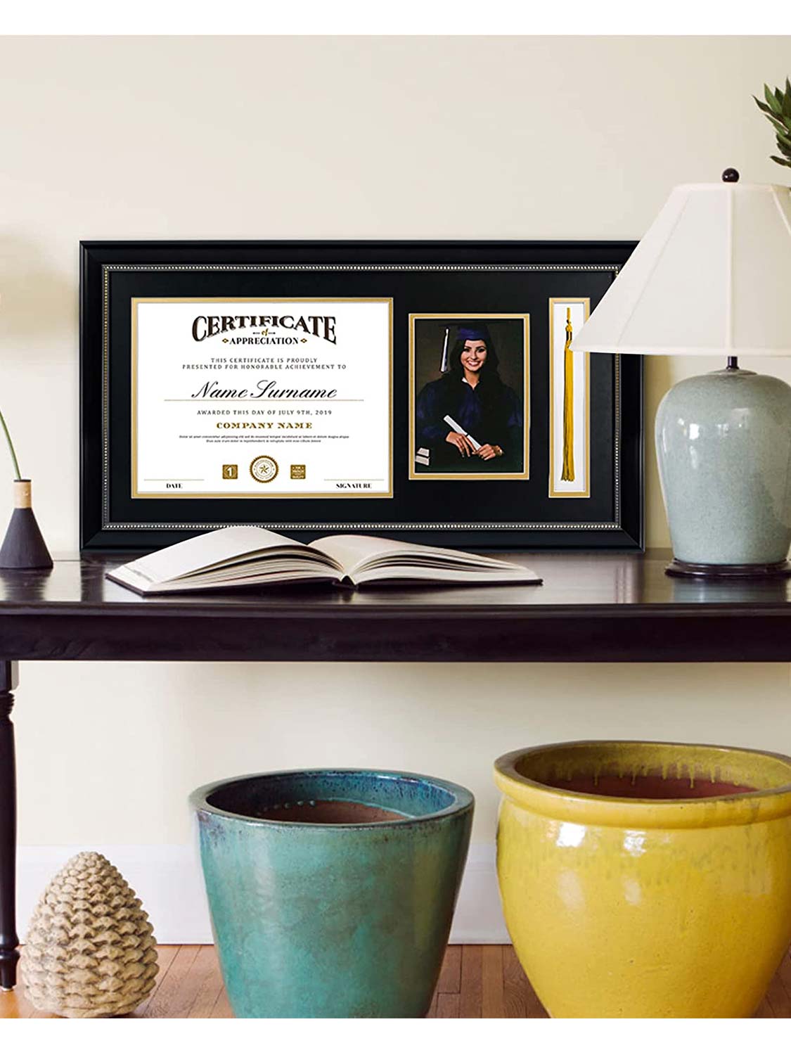 Black Academic Certificate Diploma Frames - Various Sizes & Mat Colors Available