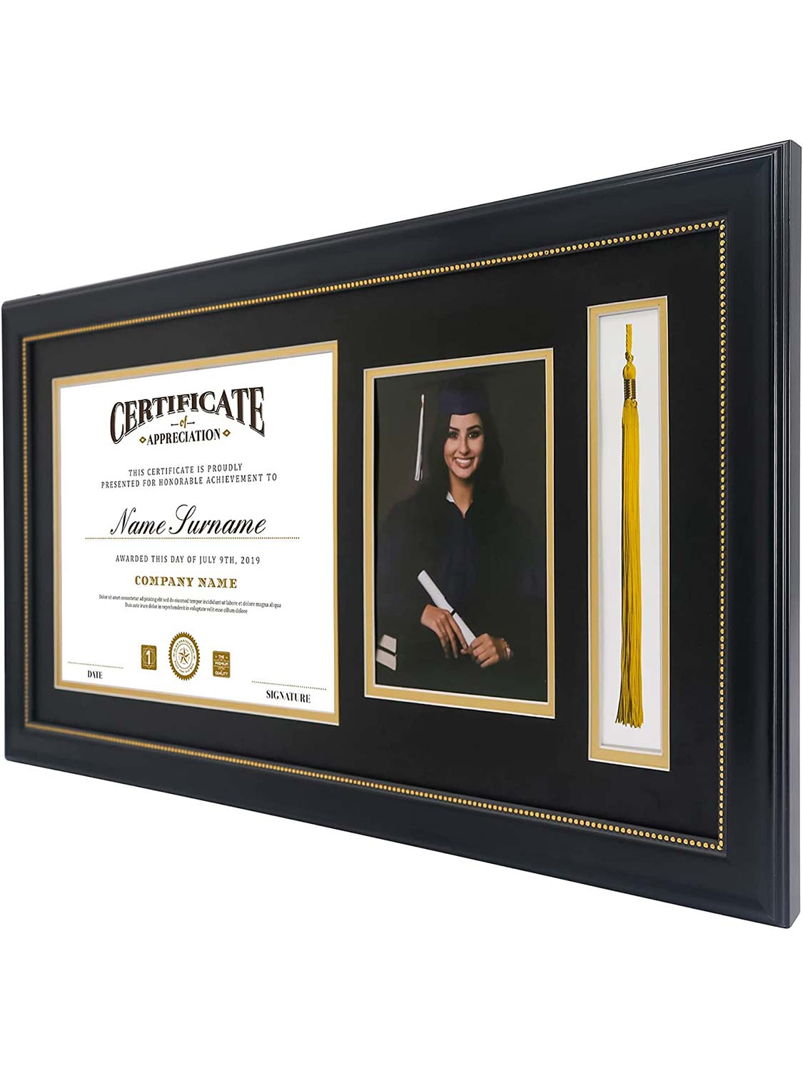 Black Academic Certificate Diploma Frames - Various Sizes & Mat Colors Available