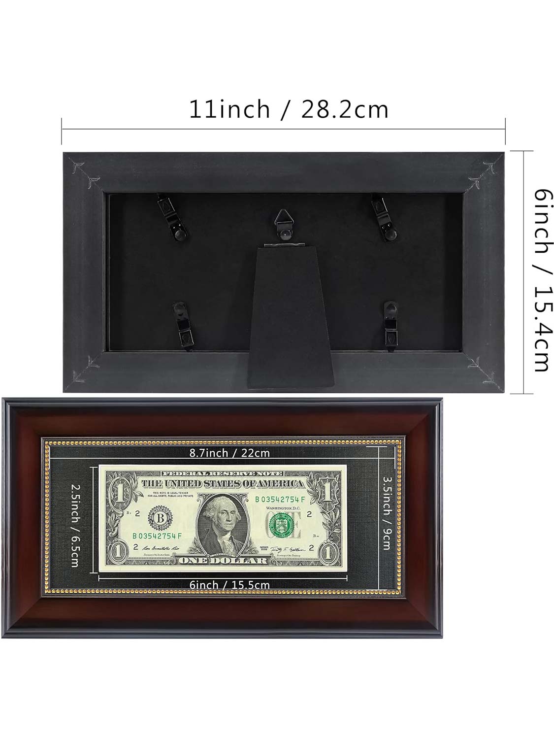 4*9 Dollar Bill Frame with Black Mat or Display Picture without Mat - 4 Styles Available