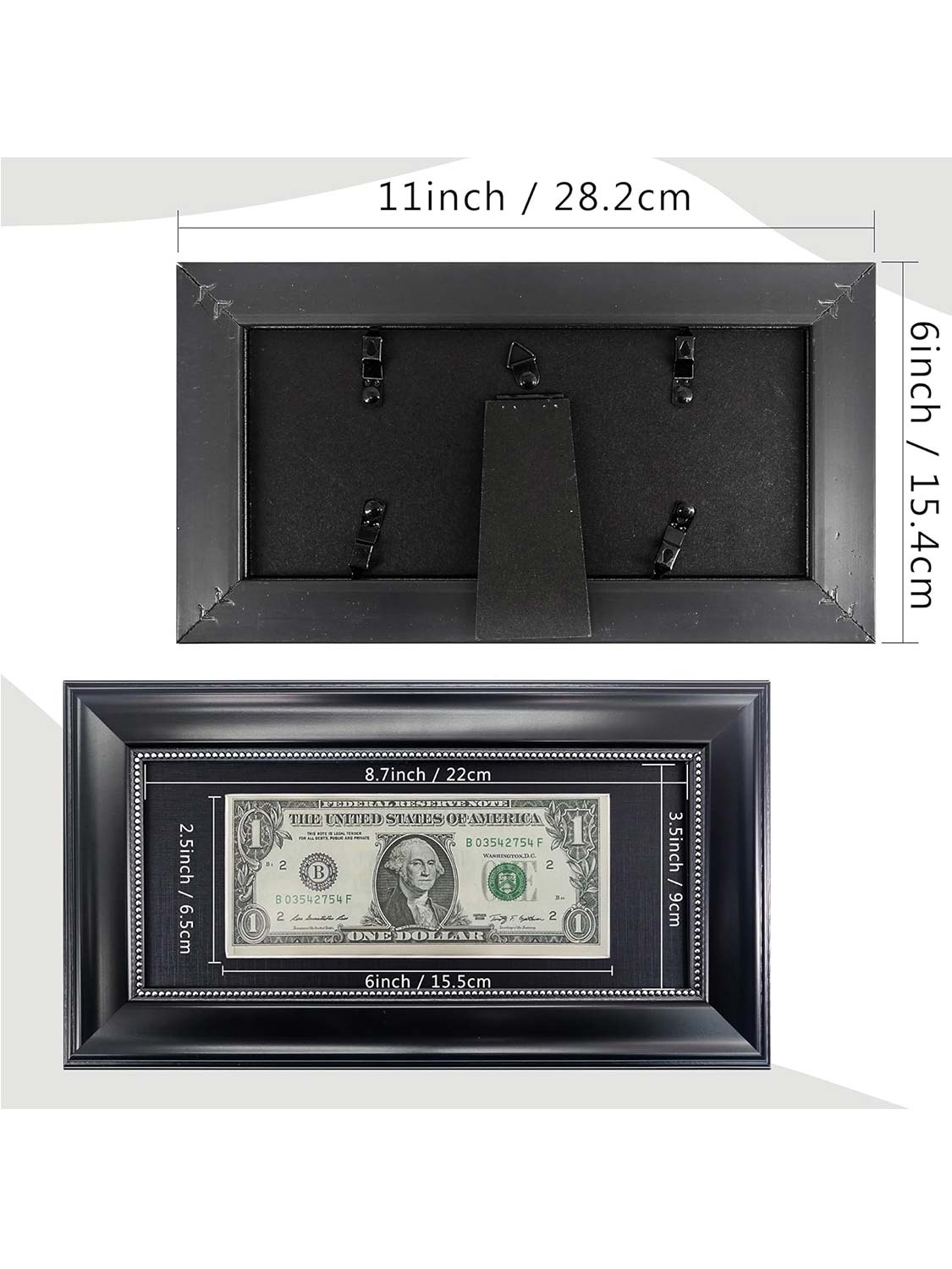 4*9 Dollar Bill Frame with Black Mat or Display Picture without Mat - 4 Styles Available