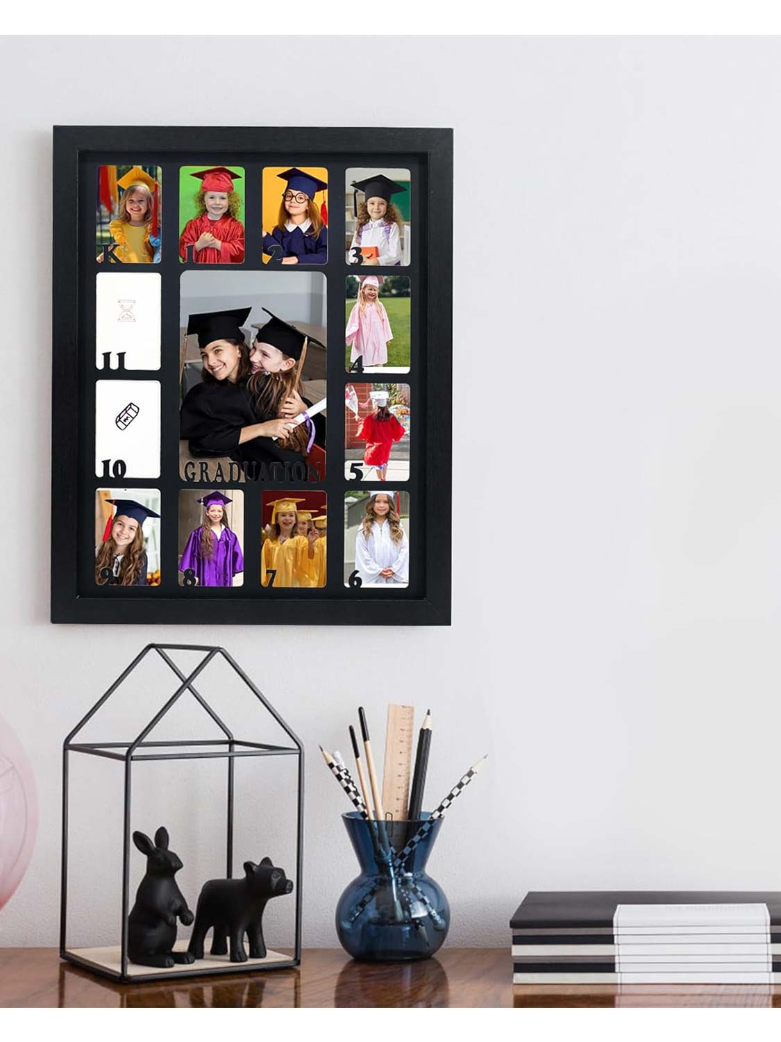 Black School Picture Frame for Pre-K to 12 Graduation Photo - 2 Sizes Available