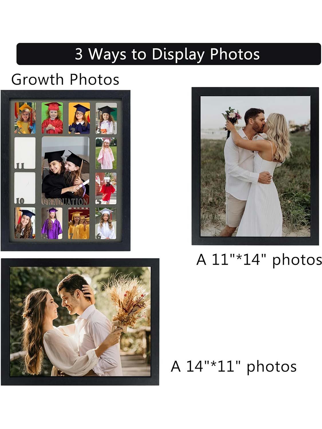Black School Picture Frame for Pre-K to 12 Graduation Photo - Various Colors & Sizes Available