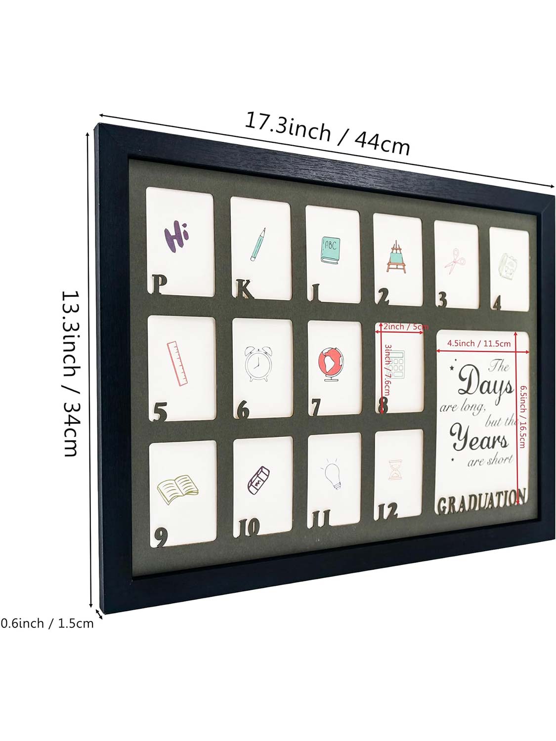 Black School Picture Frame for Pre-K to 12 Graduation Photo - Various Colors & Sizes Available