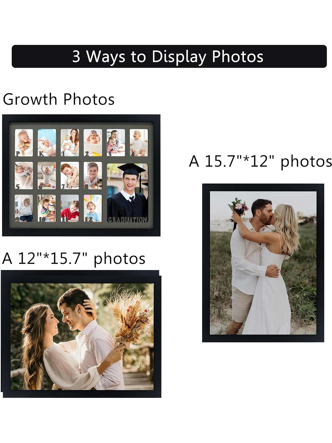 Black School Picture Frame for Pre-K to 12 Graduation Photo - Various Colors & Sizes Available