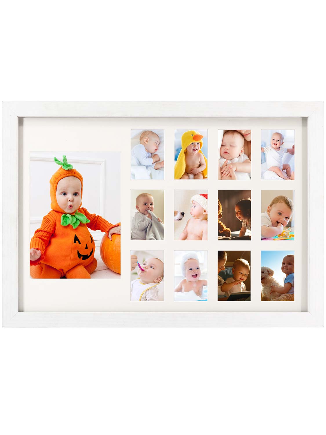 School Years K-12 Day Collage Wood with White Mat Graduation Keepsake Horizontal Photo Frames - 2 Colors Available