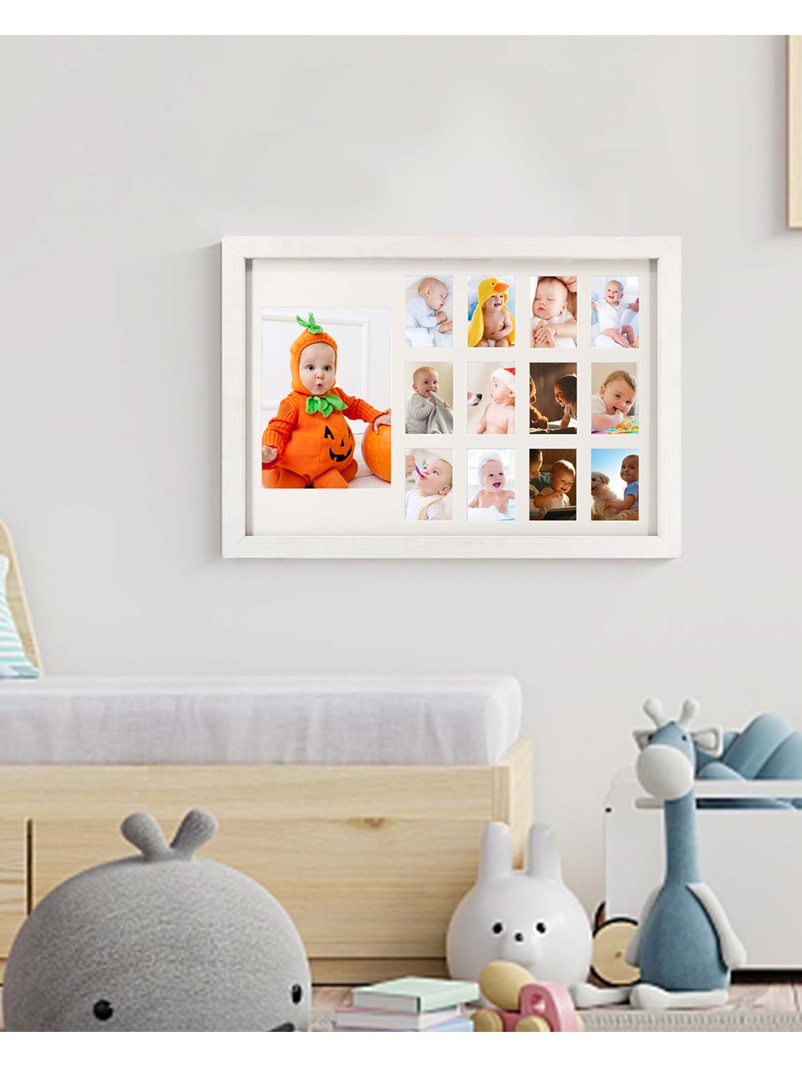 School Years K-12 Day Collage Wood with White Mat Graduation Keepsake Horizontal Photo Frames - 2 Colors Available