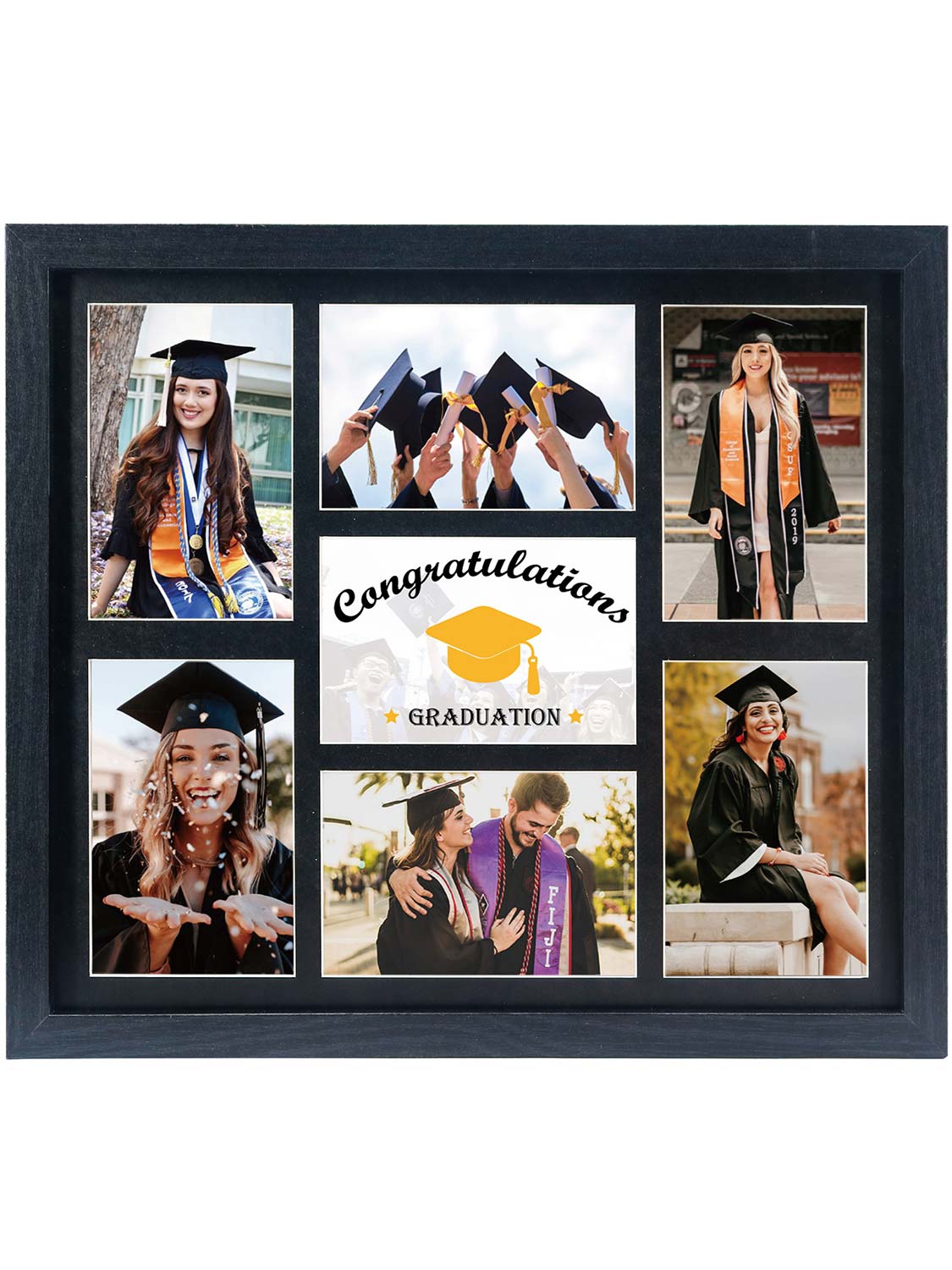 Graduation Photo Collage Frame Multi-Year School Picture Frame with 7 Openings 4x6 Pictures