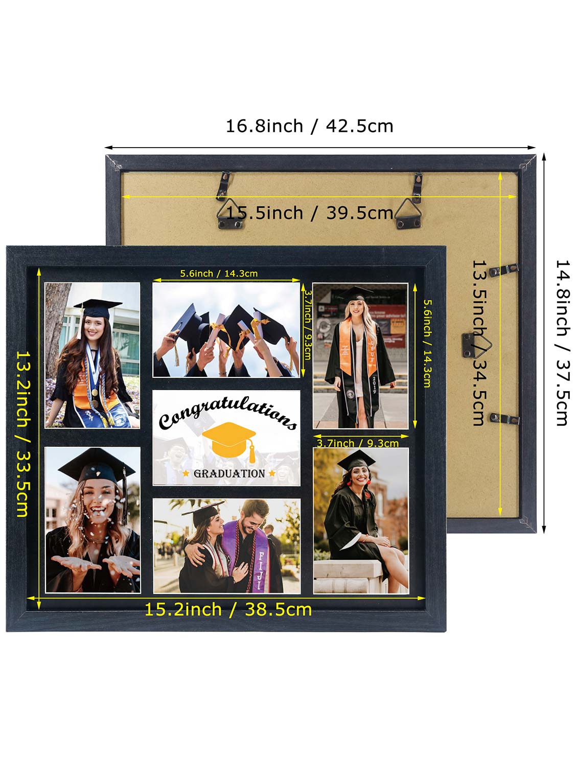 Graduation Photo Collage Frame Multi-Year School Picture Frame with 7 Openings 4x6 Pictures