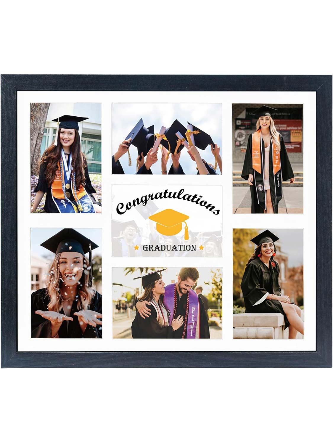 Graduation Photo Collage Frame Multi-Year School Picture Frame with 7 Openings 4x6 Pictures