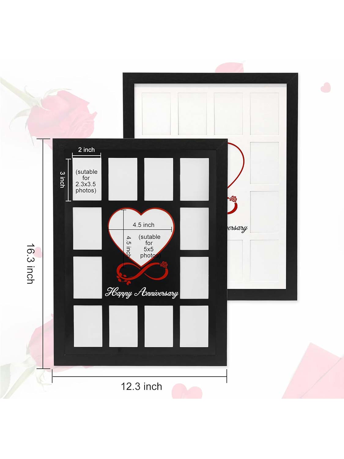 12 x 16 Anniversary Picture Frame Displays 13 Pictures DIY Names - 2 Colors Available