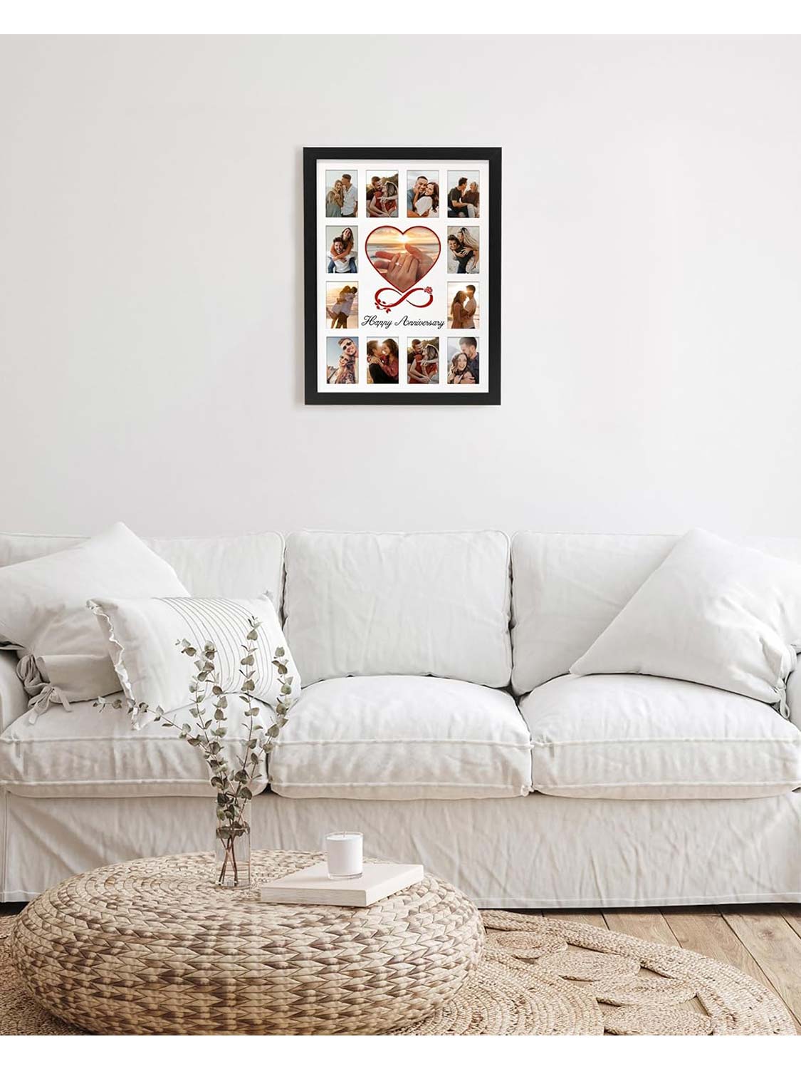 12 x 16 Anniversary Picture Frame Displays 13 Pictures DIY Names - 2 Colors Available