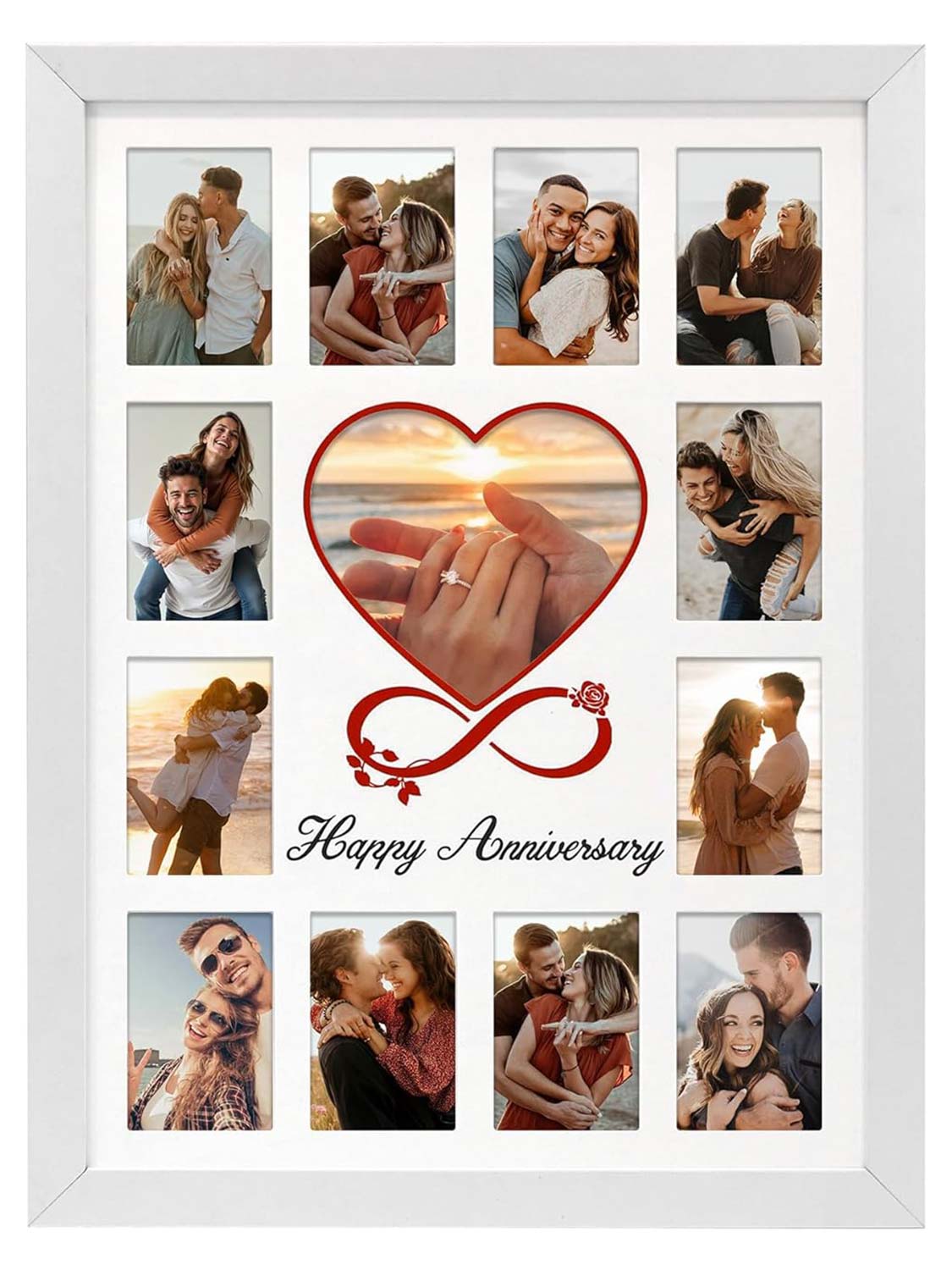 12 x 16 Anniversary Picture Frame Displays 13 Pictures DIY Names - 2 Colors Available
