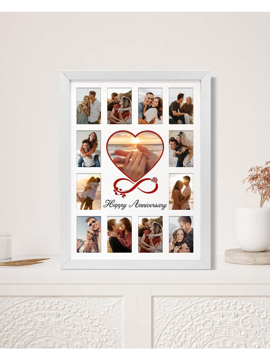 12 x 16 Anniversary Picture Frame Displays 13 Pictures DIY Names - 2 Colors Available