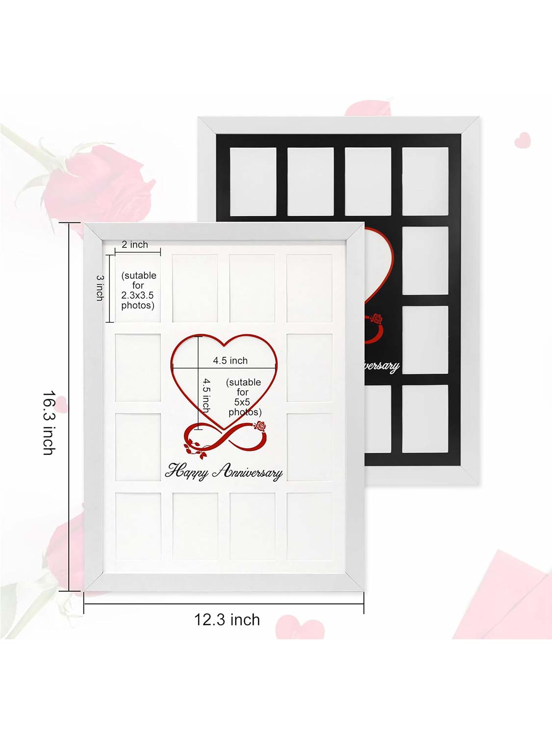 12 x 16 Anniversary Picture Frame Displays 13 Pictures DIY Names - 2 Colors Available