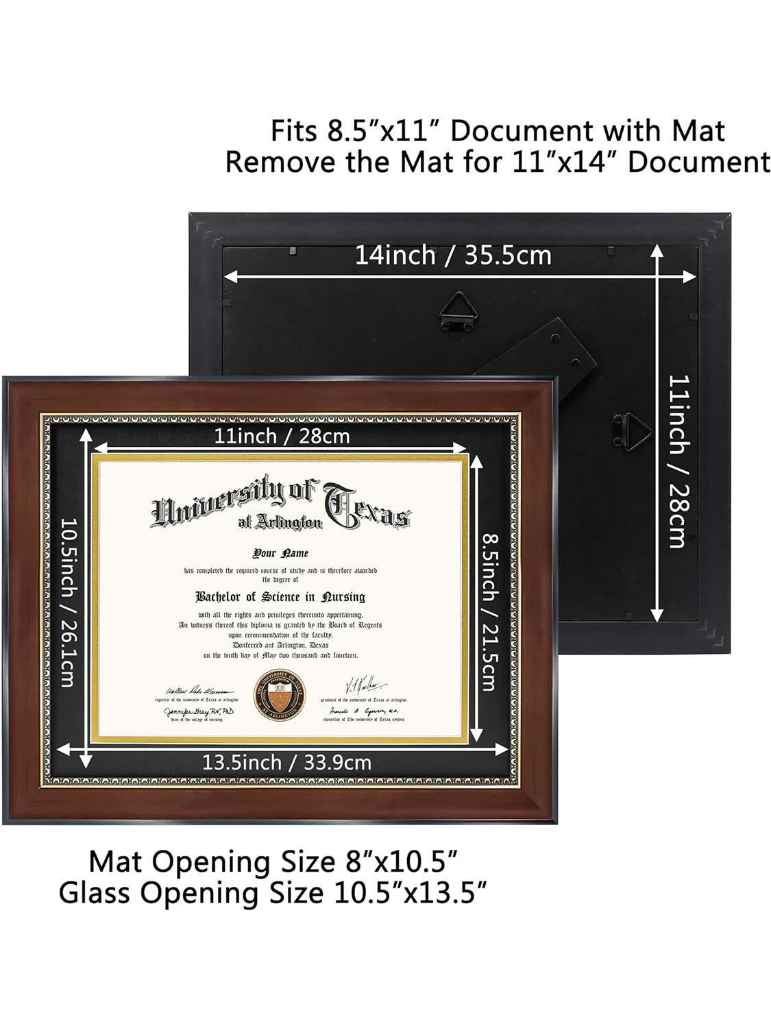 Mahogany Wooden Certificate Diploma Frames - Various Sizes & Mat Colors Available