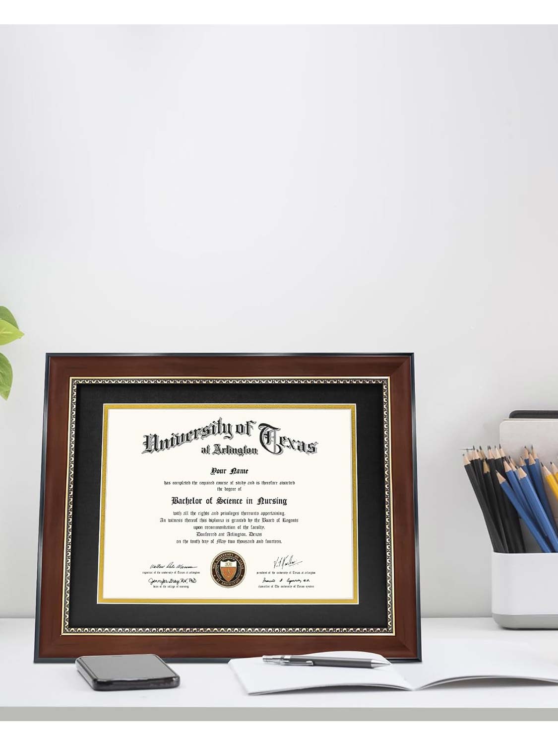 Mahogany Wooden Certificate Diploma Frames - Various Sizes & Mat Colors Available