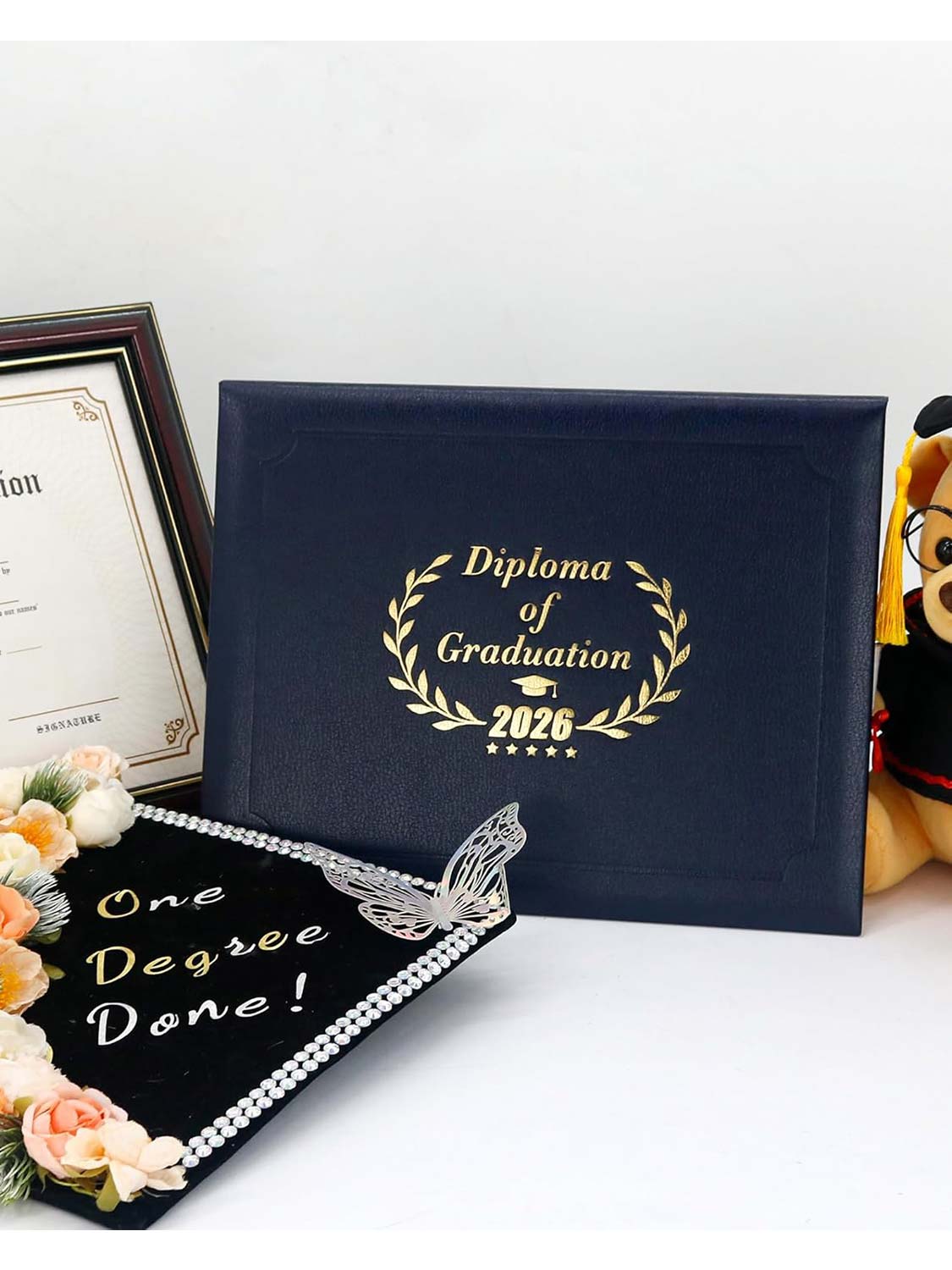 Class of 2026 Genuine Lychee Faux Leather Diploma Cover 8.5x11 - 2 Colors Available