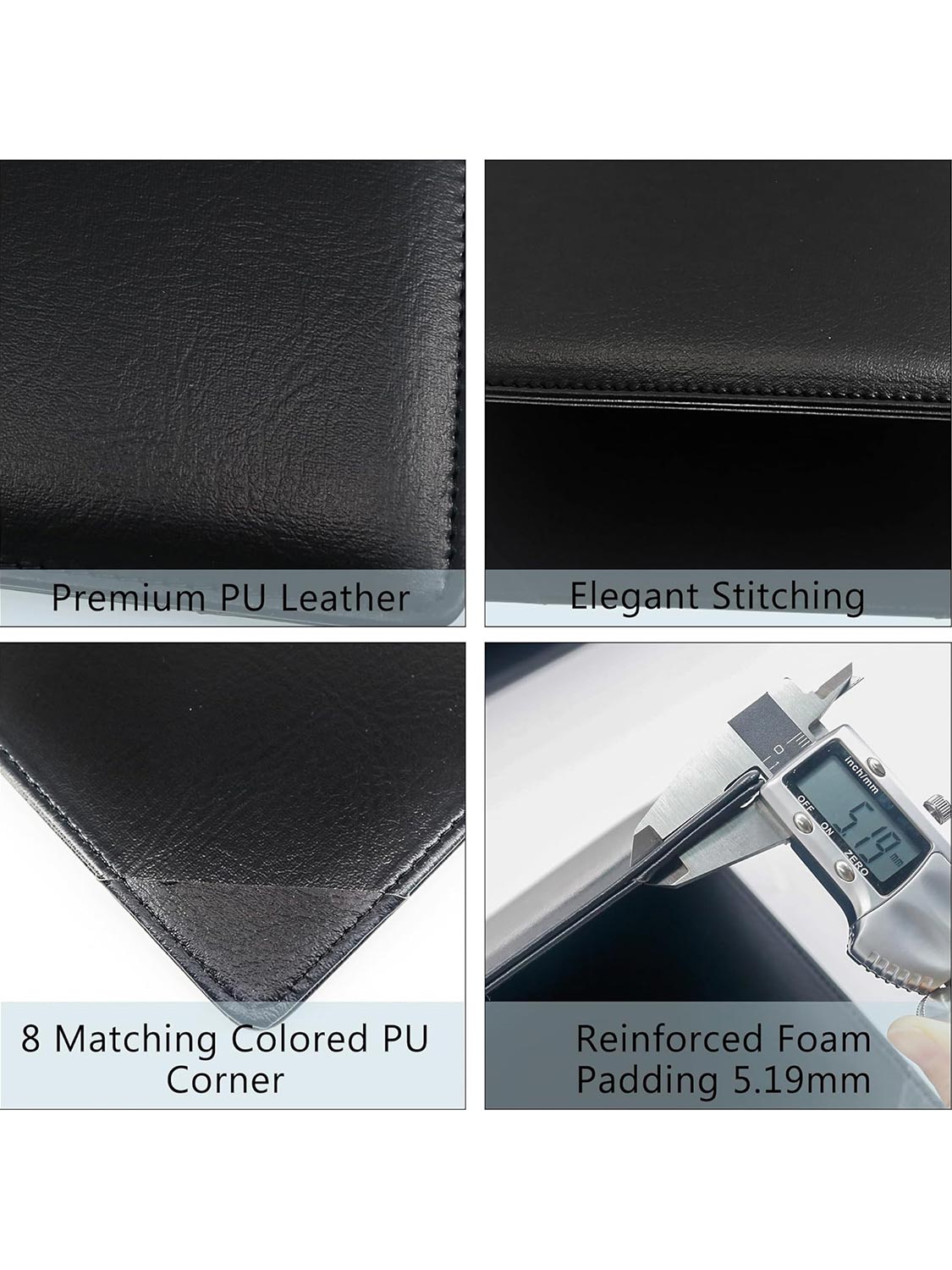 Black PU Leather Diploma Cover 8.5 x 11 - 2 Layout Styles