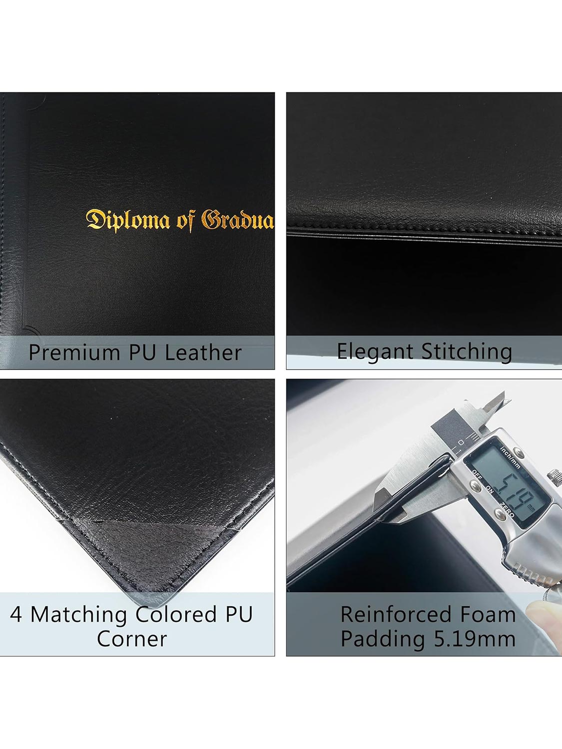 Imprinted Black PU Leather Diploma Cover 8.5 x 11