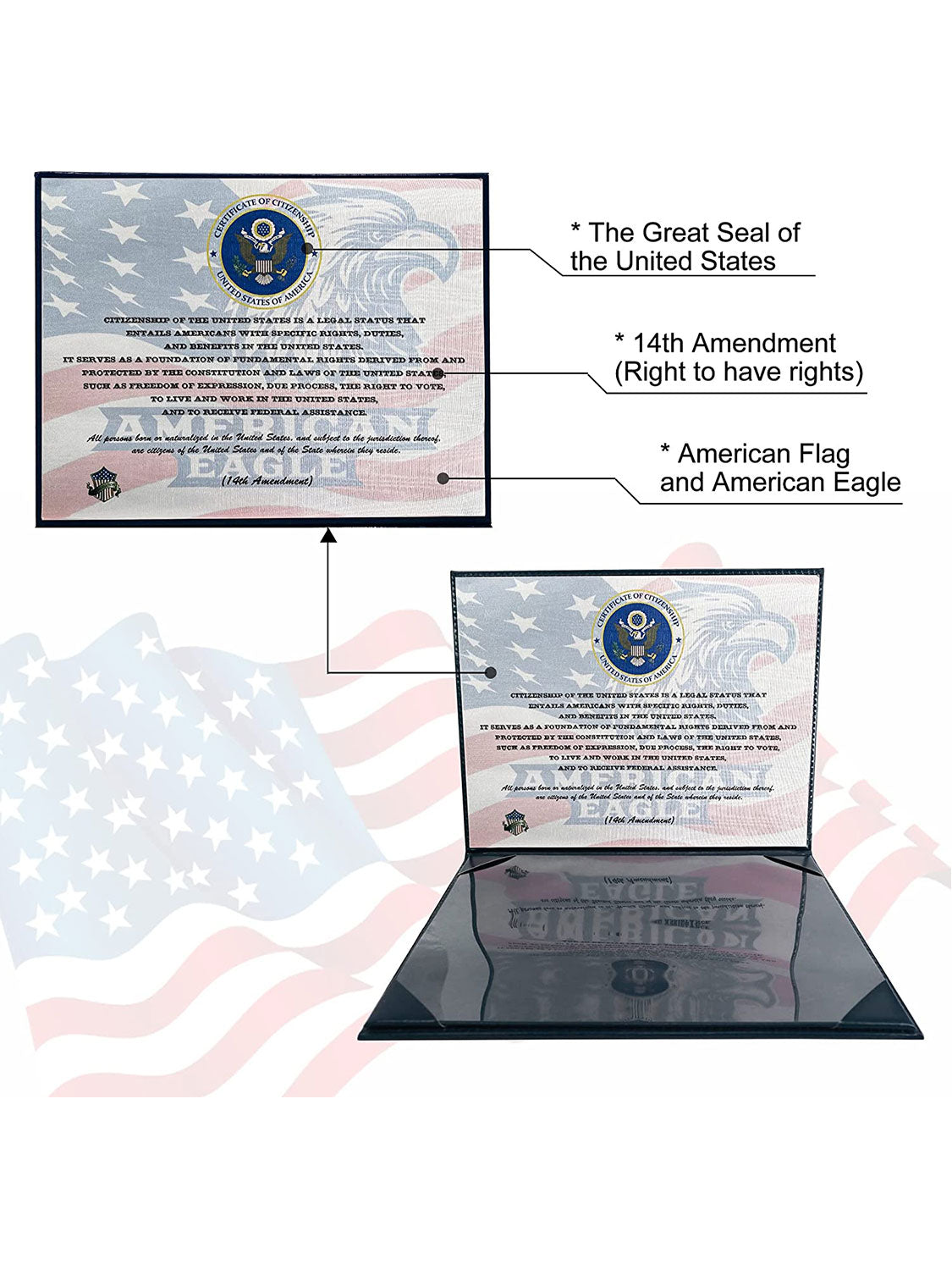 US Citizenship Certificate Holder Naturalization PU Leather Certificate Cover