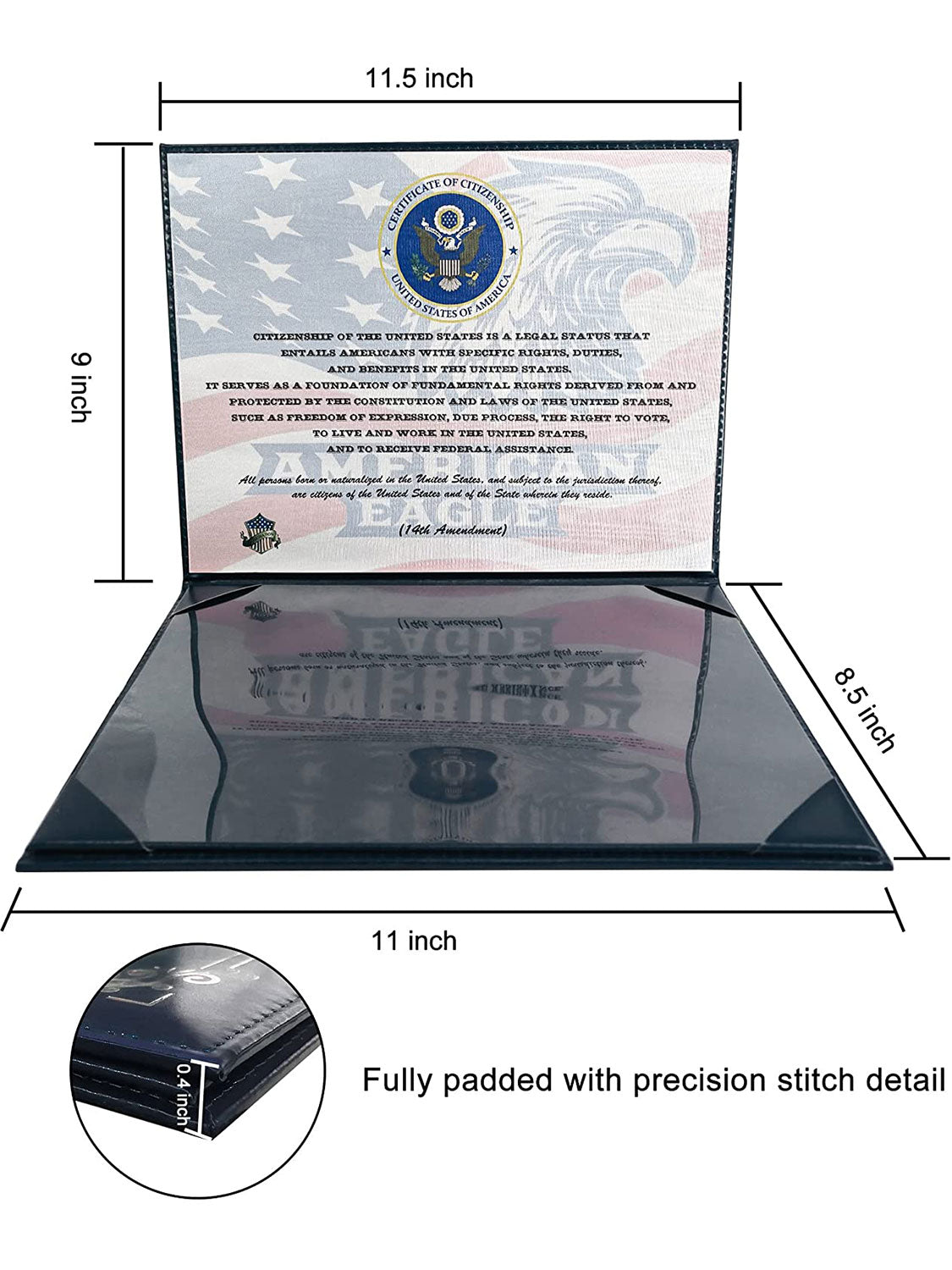 US Citizenship Certificate Holder Naturalization PU Leather Certificate Cover