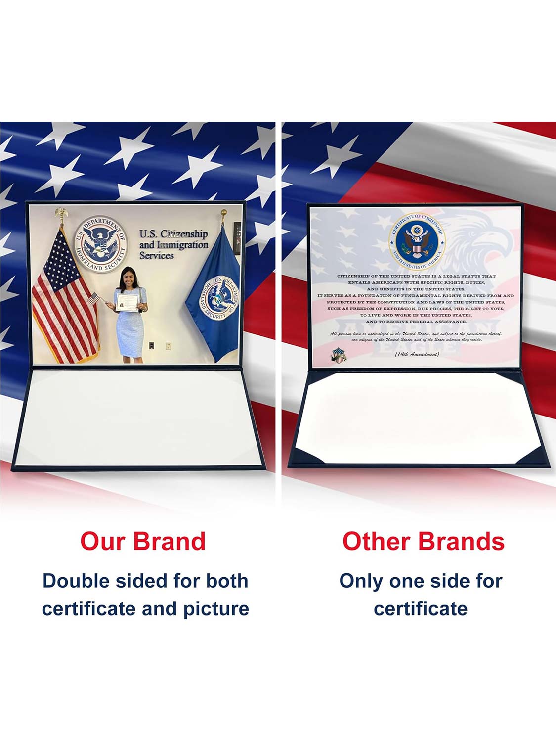 US Citizenship Certificate Holder Naturalization Smooth Leather Certificate Cover