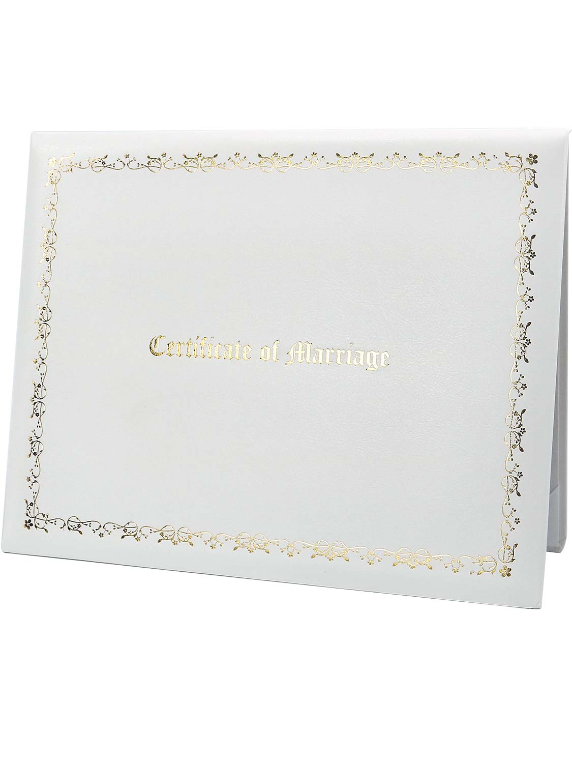 White Certificate of Marriage Imprinted Padded Diploma Cover 8.5x11